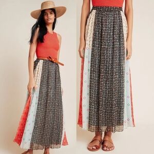 Anthropologie Verb Pallavi Singhee Margot Pleated Floral Maxi Skirt